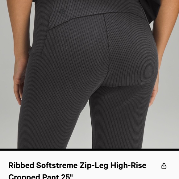 EUC Lululemon Ribbed Softstreme Zip-Leg High-Rise Cropped Pant 25" size 6 - Picture 9 of 13